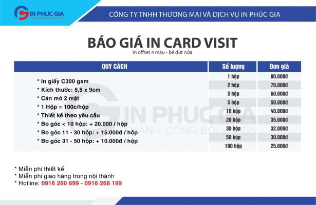 Báo giá in card visit rẻ nhất 2021 tại Hà Nội
