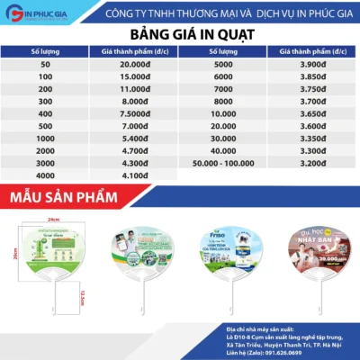 Báo Giá In Quạt Nhựa - In Phúc Gia